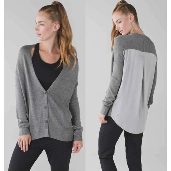 Lululemon SZ 8 Cardi In The Front Cashmere Blend Button-Front Cardigan Gray - Picture 2 of 6